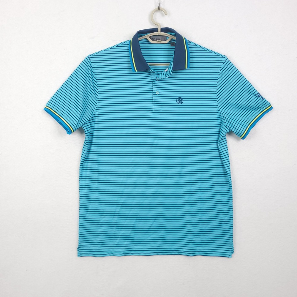 G/Fore Exploded Skull Golf Polo Shirt Large Blue Crossbones Performance Preppy